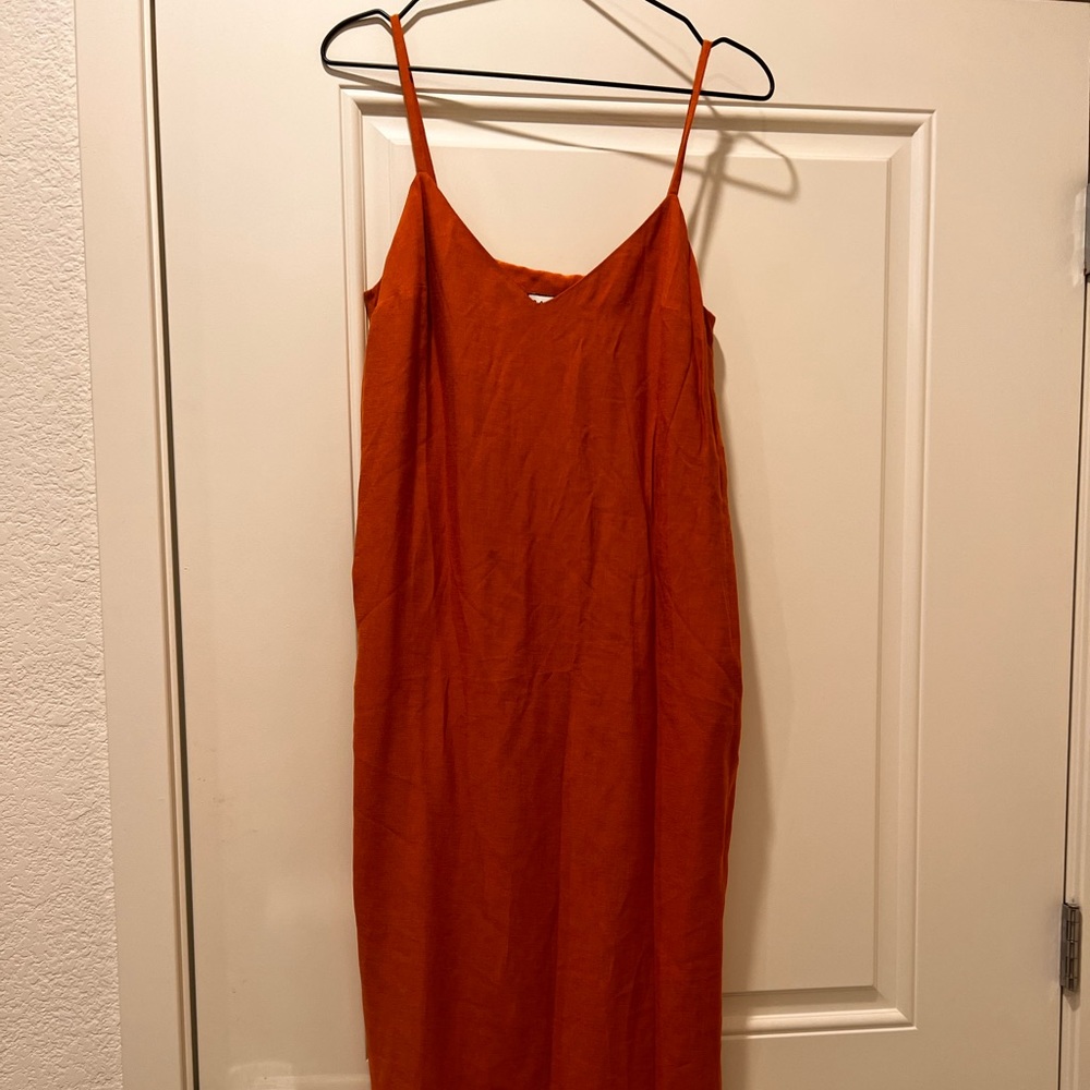 orange slip dress